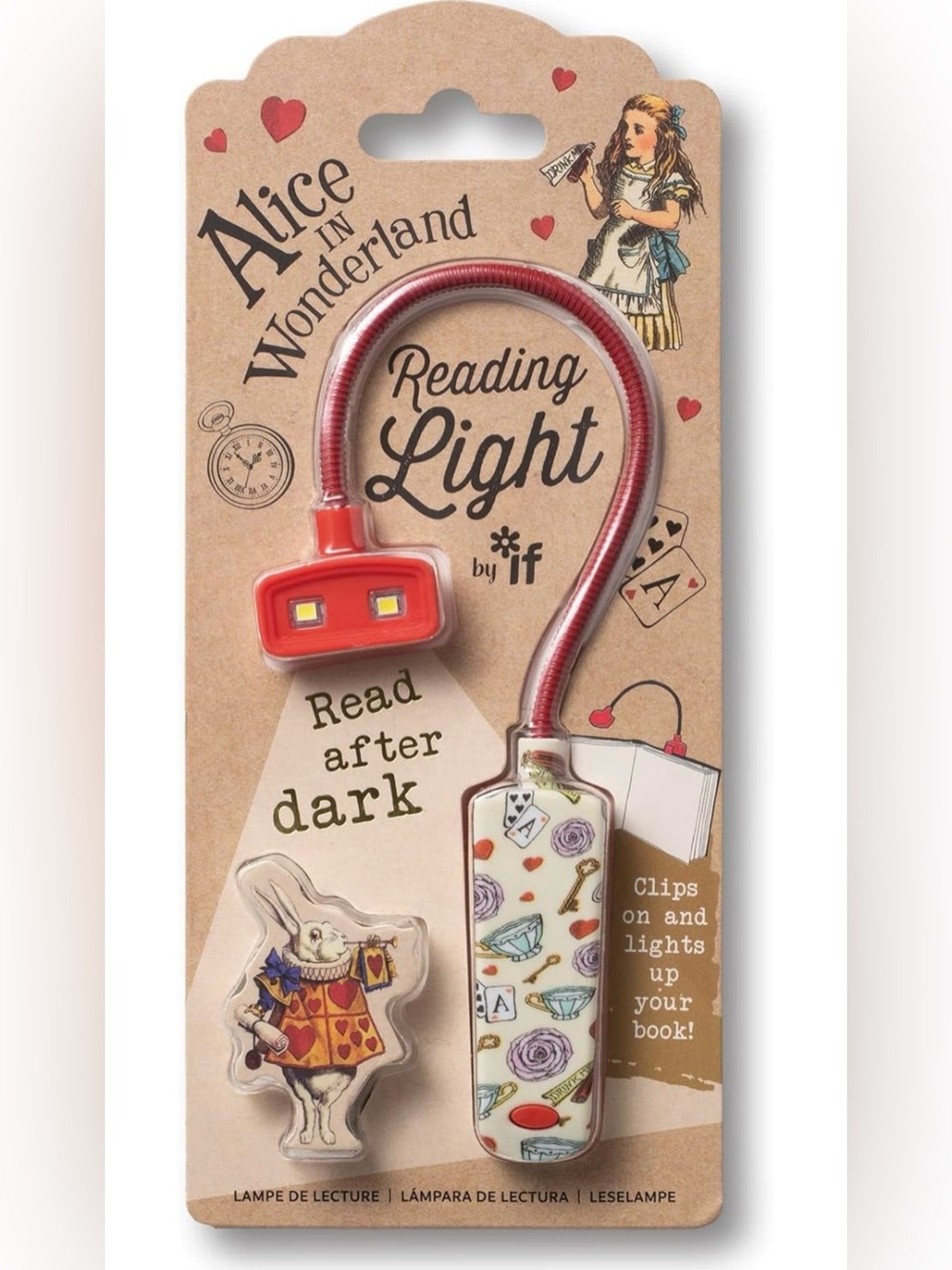Alice in Wonderland Red Flexible Reading Light, NWT 🫖 ♥️ 🃏 🐇 - Picture 1 of 7